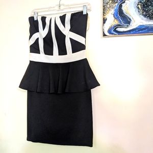 Heartsoul Peplum Business Dress B&W Boutique Minimalist Modern Y2K Basic EUC